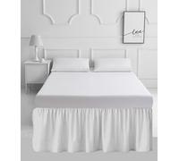 PARADISE STAR Extra Deep Base Valance Bed Sheet 16 Inch Frill - Poly Cotton Percale Easy Care Valance Sheet for Divan Bed, Soft Durable Bedding (White, King)