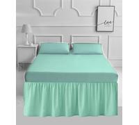 PARADISE STAR Fitted Valance Bed Sheet - Poly Cotton Percale Frilled Base Valance Sheet for Divan Bed, Soft Easy Care Bed Base Cover (Mint, Superking)