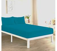 PARADISE STAR Flat Bed Sheet - Poly Cotton Percale Easy Care Bedding Sheet, Soft Breathable Durable Top Sheet for Bed (Pillowcase Pair Only Teal)