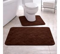 PARADISE STAR Memory Foam Bath Mat Set - Extra Absorbent Non Slip Bathroom Rug & Pedestal Mat, Ultra Soft Quick Dry Shower Mat for Bathroom Floor, Machine Washable Bath Mat Set