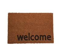 PARADISE STAR Natural Coir Door Mat - Welcome Entrance Mat with Non-Slip Backing, Durable Indoor Outdoor Doormat for Front Door, Hallway or Porch 40x60cm (Welcome Rubber)