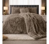 PARADISE STAR Teddy Bear Cuddles Fleece Duvet Cover Set - Alaska Luxury Faux Fur Bedding with Matching Pillowcases, Super Soft Warm Plush Winter Quilt Cover Bed (Mink, King)