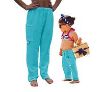 Paradise Towelwear Co. Towel Pants for Swimmers - Turquoise Blue Green - Cotton Terry Towel Pants - Beach Coverup - Resort Wear - Swim wear… (Adult XL)