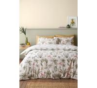 Catherine Lansfield Paradiso Palm Reversible Double Duvet Cover Set with Pillowcases Natural