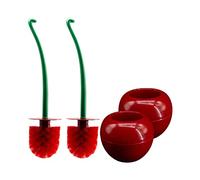 Paradmas Cherry Shape Toilet Brush Pack of 2, Cute Standing Toilet Brush with Holder Bowl Long Handle, Red