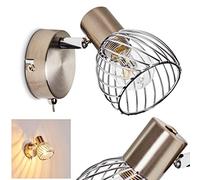Parado Wall lamp, Wall Light Made of Metal in matt Nickel/Chrome, 1-Flame, Adjustable Spotlight, Lattice-Look lamp with Light Effect and on/Off Switch on The housing, Bulbs not Included
