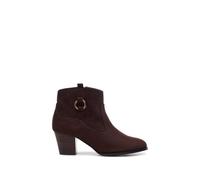 Paradox London 'bexley' Micro Suede Mid Block Heel Ankle Boot In Dark Brown Dark Brown 9E