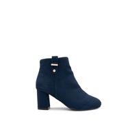 Paradox London Billie' Micro Suede Wide Fit Mid Block Heel Ankle Boot In Navy Navy 6E