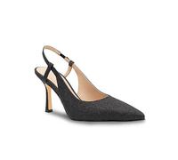Paradox London Black Glitter High Heel Sling Back Court Shoes Black