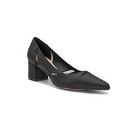 Paradox London Black Shimmer Low Block Heel Court Shoes Black