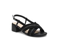 Paradox London Black Wide Fit Faux Leather 'Nancy' Sling Back Low Block Heel Sandals Black