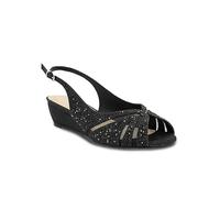 Paradox London Black Wide Fit Glitter Sling Back Wedge Sandals Black