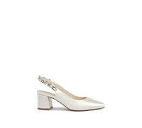 Paradox London Calista Block Heel Sling Back Wedding Court Shoes In Ivory Ivory 6