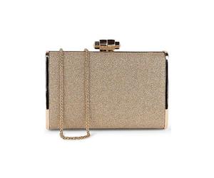 Paradox London Champagne Glitter 'Devica' Box Clutch Metallic