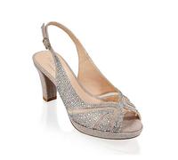 Paradox London Champagne Glitter 'Linda' Low Platform Sling Back Sandals Champagne