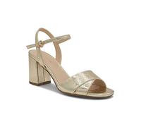 Paradox London Champagne 'Itzy' High Block Heel Ankle Strap Sandals Champagne