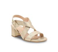 Paradox London Champagne Shimmer Mid Block Heel Sandals Champagne