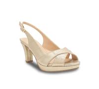 Paradox London Champagne Shimmer Sling Back Platform Sandals Champagne