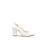 Paradox London Dyebale Satin 'alston' High Block Heel Sling Back In Ivory Ivory