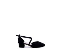 Paradox London Gemma' Wide Fit Cross Front Low Heel Shoes In Dark Green Dark Green
