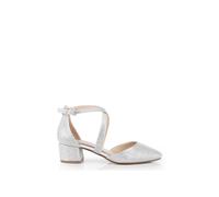 Paradox London Glitter 'francis' Mid Block Heel Wide Fit Court Shoes In Silver Silver