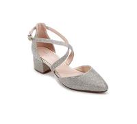 Paradox London Glitter 'Francis' Wide Fit Low Heel Two Part Shoes Champagne