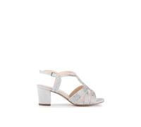 Paradox London Glitter 'nadia' Wide Fit Block Heel Sandals In Silver Silver