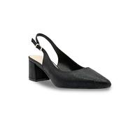Paradox London Imelda Black Shimmer Mid Heel Block Heel Sling Back Court Shoes Black