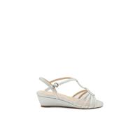Paradox London Jenna Glitter Low Heel Wedge Sandals In Silver Silver 5