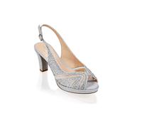 Paradox London Women's Glitter 'Linda' Low Platform Sling Back Sandal in Silver | Size: 8 Paradox London Silver 8
