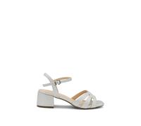 Paradox London 'marcia' Faux Leather Block Heel Sandal In Silver Silver 6