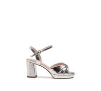 Paradox London 'navarra' Wide Fit Platform High Heel Sandals In Metallic Silver Metallic Silver