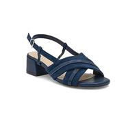 Paradox London Navy Wide Fit Faux Leather 'Nancy' Sling Back Low Block Heel Sandals Navy