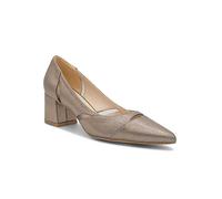 Paradox London Pewter Shimmer Low Block Heel Court Shoes Pewter
