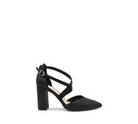 Paradox London Shimmer 'felicia' Wide Fit High Block Heel Cross Strap Court Shoes In Black Black 4