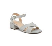 Paradox London Silver Wide Fit Glitter 'Neala' Low Block Heel Ankle Strap Sandals Silver