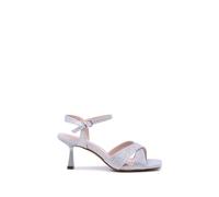 Paradox London Tassia' Wide Fit Flared Heel Sandals In Silver Silver