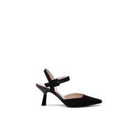 Paradox London 'tempest' Mid Heel Square Toe Ankle Strap Open Courts In Black Black 5