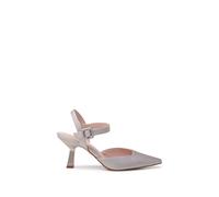 Paradox London 'tempest' Mid Heel Square Toe Ankle Strap Open Courts In Gold Gold 7