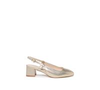 Paradox London Tracy' Square Toe Block Heel Slingback Shoes In Gold Gold