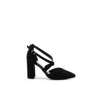 Paradox London Wide Fit 'finula' Cross Strap Block Heel Court Shoes In Black Black 6E