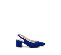 Paradox London Wide Fit 'flynn' Mid Block Heel Sling Back Court Shoes In Blue Blue 3E