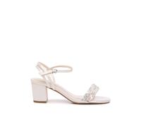 Paradox London Women's Adorn' Wide Fit Mid Block Heel Wedding Sandals in Ivory | Size: 4E Paradox London Ivory 4E