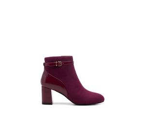 Paradox London Women's 'Amara' Micro Suede Mid Block Heel Ankle Boot in Burgundy | Size: 6
