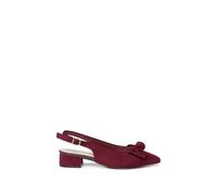 Paradox London Women's Fallon' Wide Fit Block Heel Slingback Shoes in Burgundy | Size: 4E