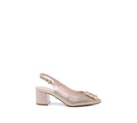 Paradox London Women's 'Floris' Wide Fit Mid Block Heel Slingback in Gold | Size: 9E