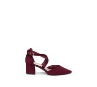 Paradox London Women's Florrie Extra Wide Fit EEE Block Heel Open Court Shoes in Burgundy | Size: 4EEE