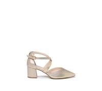 Paradox London Women's Florrie Extra Wide Fit EEE Block Heel Open Court Shoes in Gold | Size: 5EEE