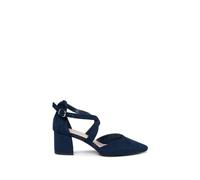 Paradox London Women's Florrie Extra Wide Fit EEE Block Heel Open Court Shoes in Navy | Size: 4EEE