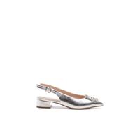 Paradox London Women's 'Fortune' Wide Fit Low Heel Sling Backs in Metallic Silver | Size: 4E Paradox London Metallic Silver 4E